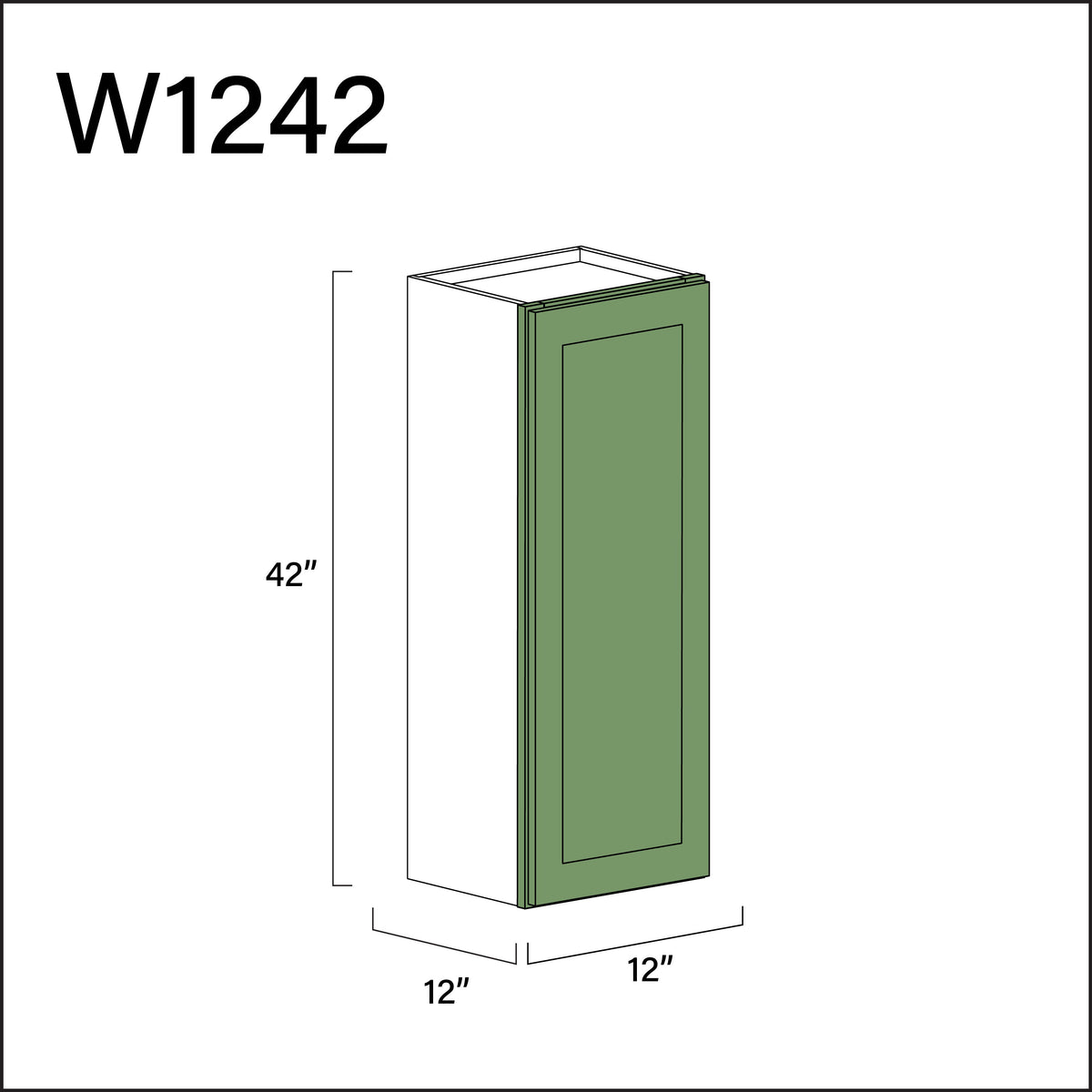 Emerald Green Shaker Single Door Wall Cabinet - 12&quot; W x 42&quot; H x 12&quot; D