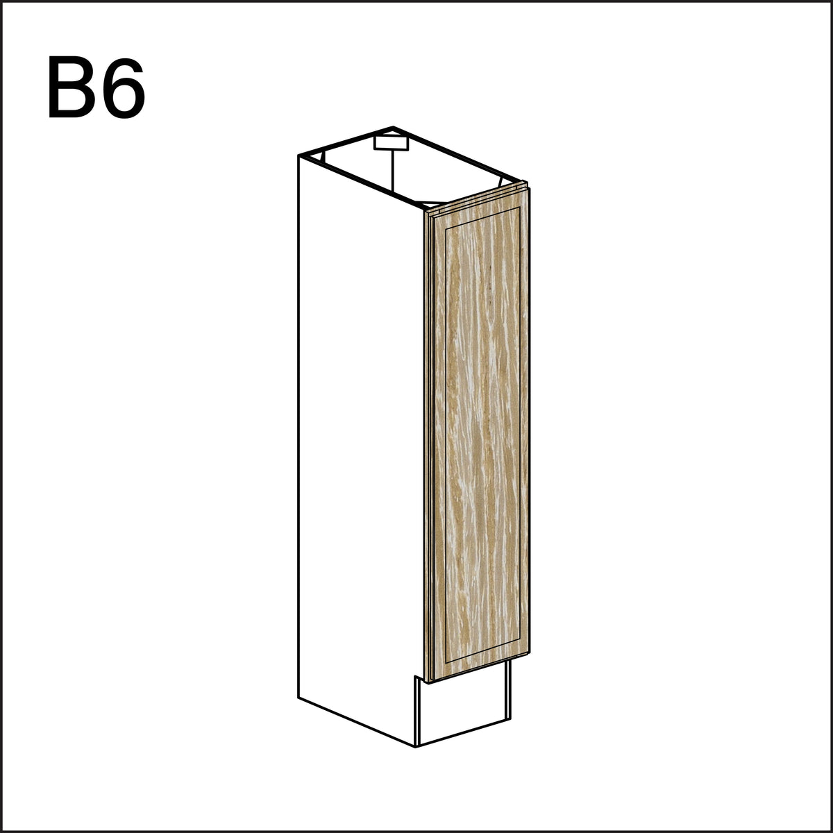 Oak Slim Shaker Single Door Kitchen Base Cabinet - 6&quot; W x 34.5&quot; H x 24&quot; D