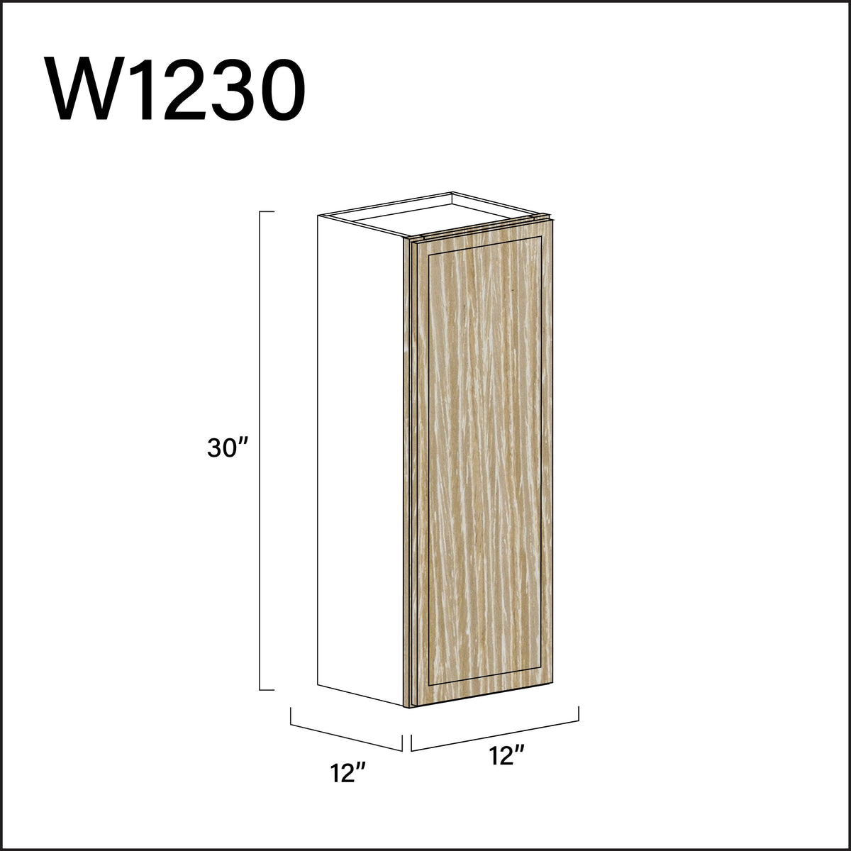 Oak Slim Shaker Single Door Wall Cabinet - 12&quot; W x 30&quot; H x 12&quot; D