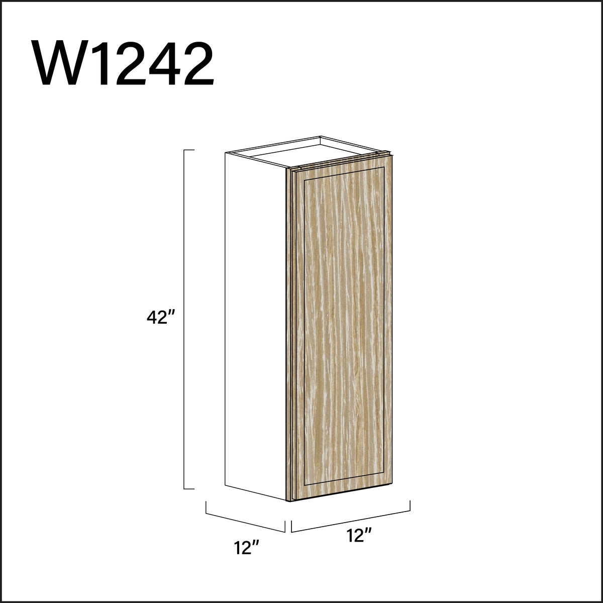 Oak Slim Shaker Single Door Wall Cabinet - 12&quot; W x 42&quot; H x 12&quot; D