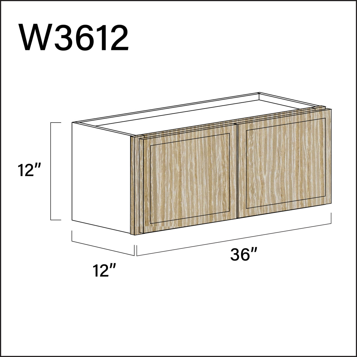 Oak Slim Shaker Double Door Wall Cabinet - 36&quot; W x 12&quot; H x 12&quot; D