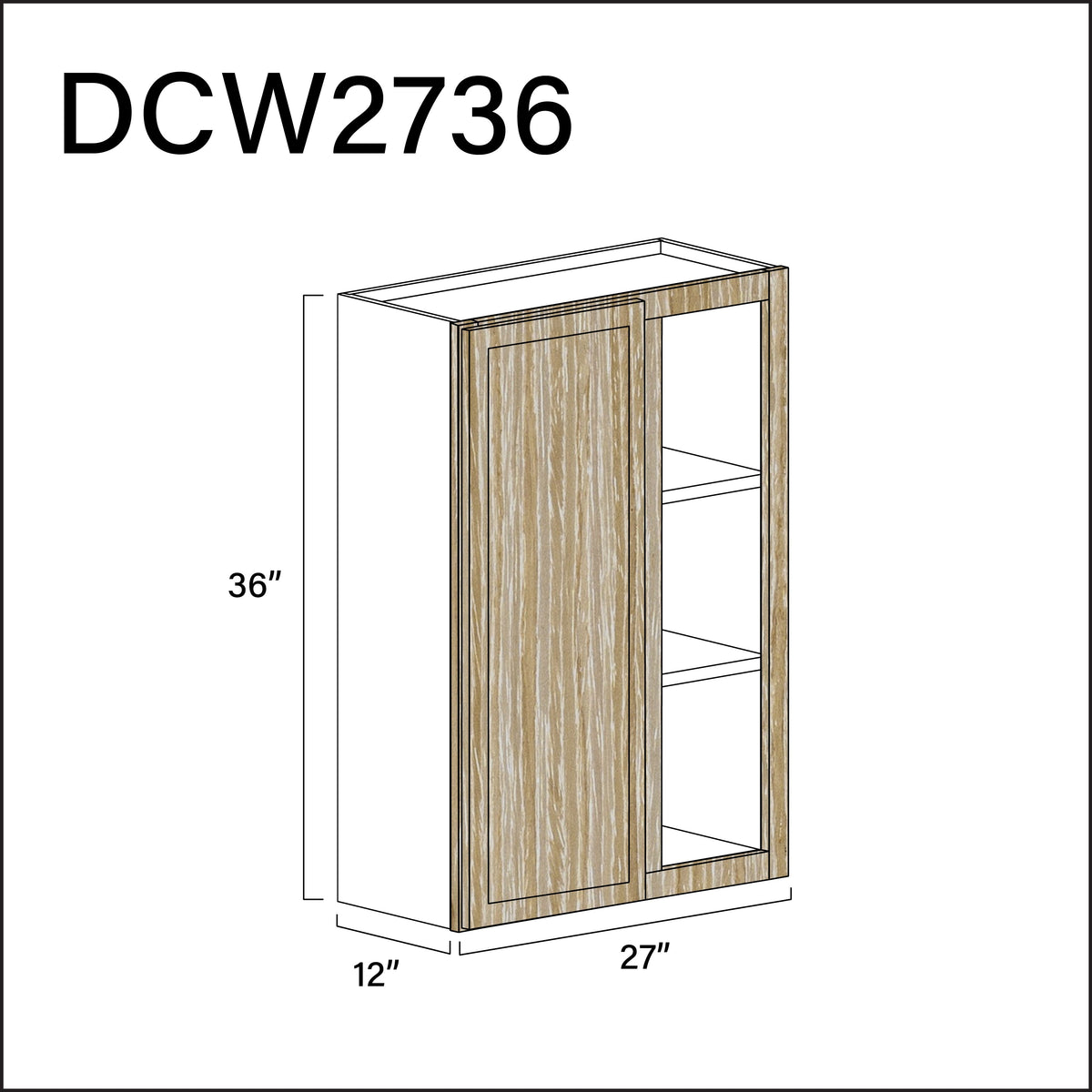 Oak Slim Shaker Wall Blind Corner Cabinet - 27&quot; W x 36&quot; H x 12&quot; D