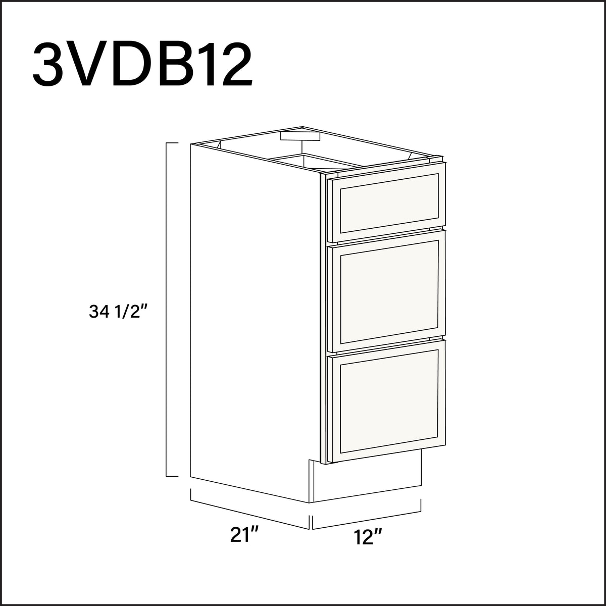 White Slim Shaker Vanity 3-Drawer Storage Cabinet - 12&quot; W x 34.5&quot; H x 21&quot; D