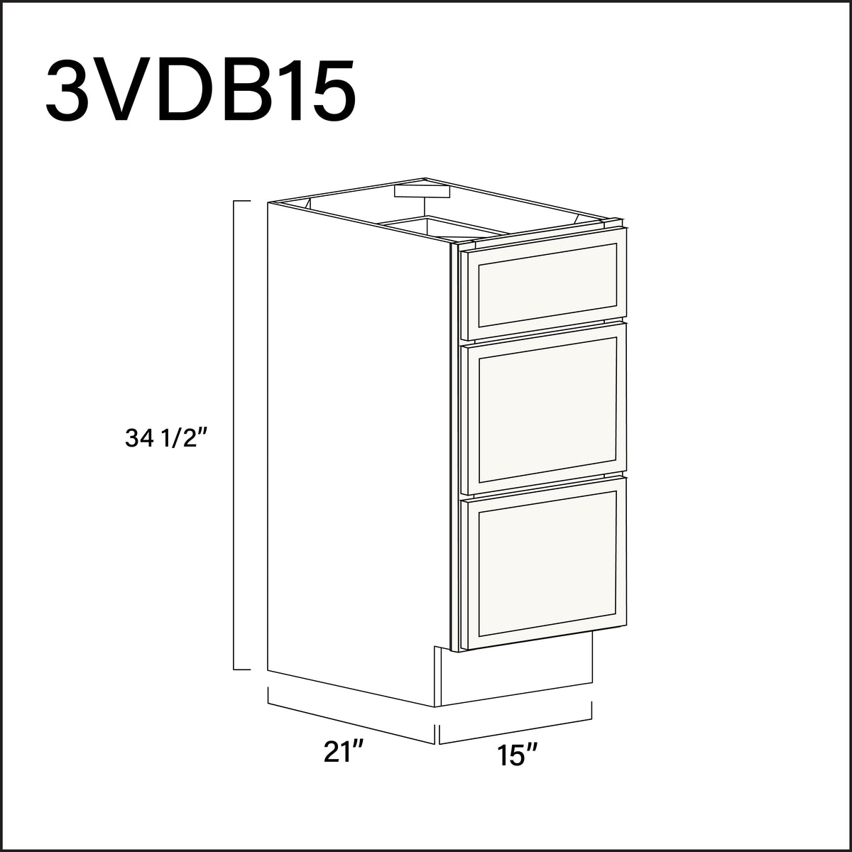 White Slim Shaker Vanity 3-Drawer Storage Cabinet - 15&quot; W x 34.5&quot; H x 21&quot; D