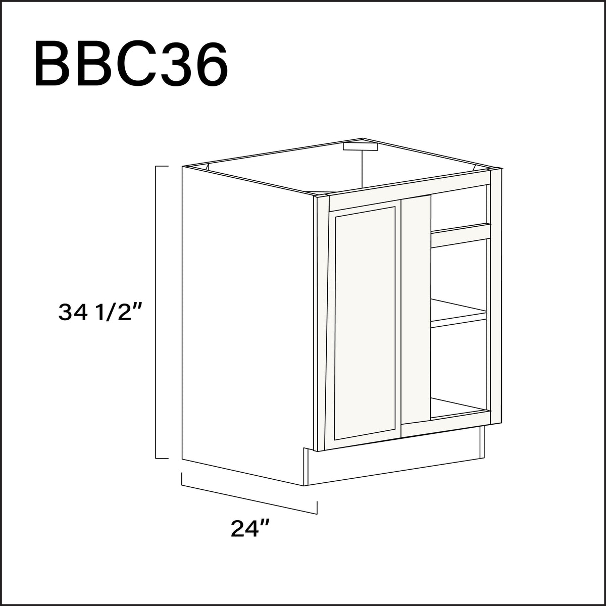 White Slim Shaker Base Blind Corner Cabinet - 27&quot; W x 34.5&quot; H x 24&quot; D