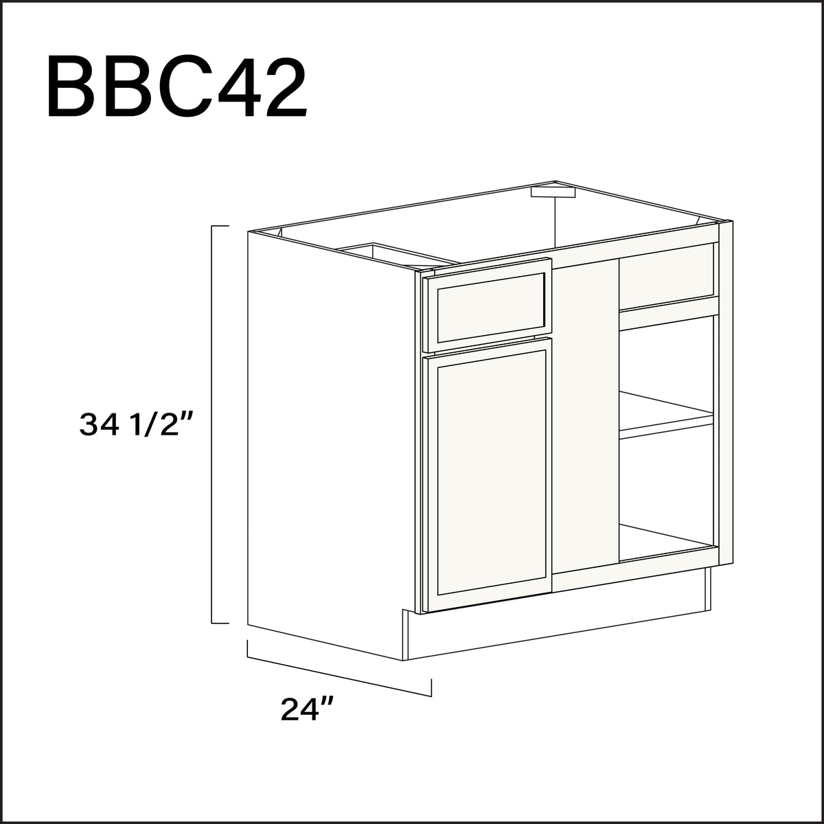 White Slim Shaker Base Blind Corner Cabinet - 39&quot; W x 34.5&quot; H x 24&quot; D