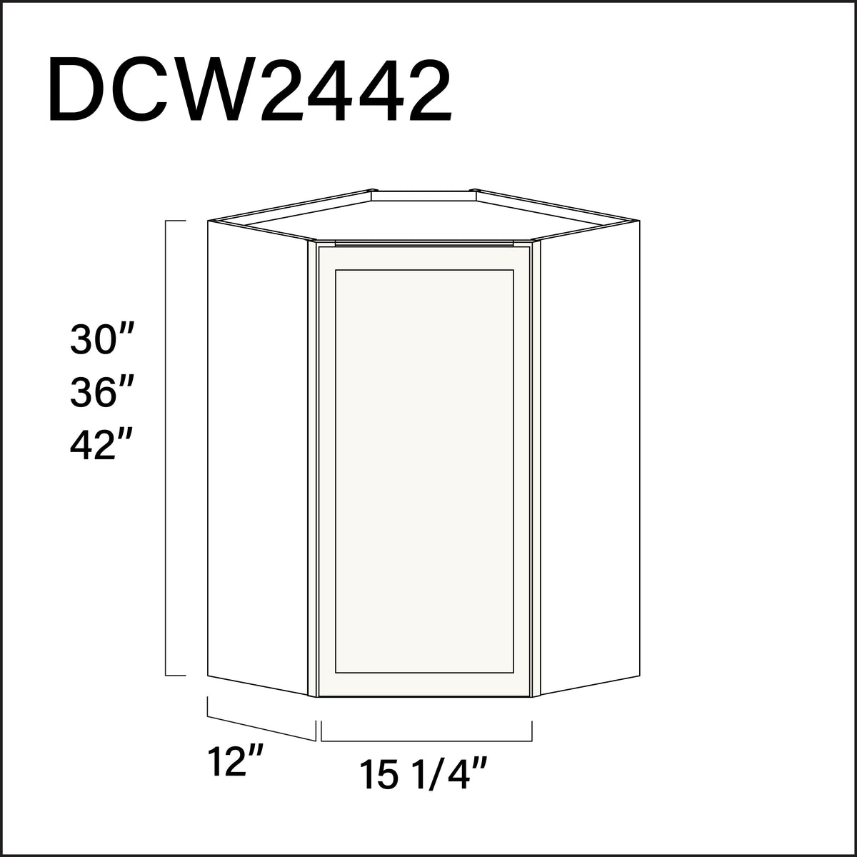 White Slim Shaker Diagonal Wall Corner Cabinet - 24&quot; W x 42&quot; H x 12&quot; D