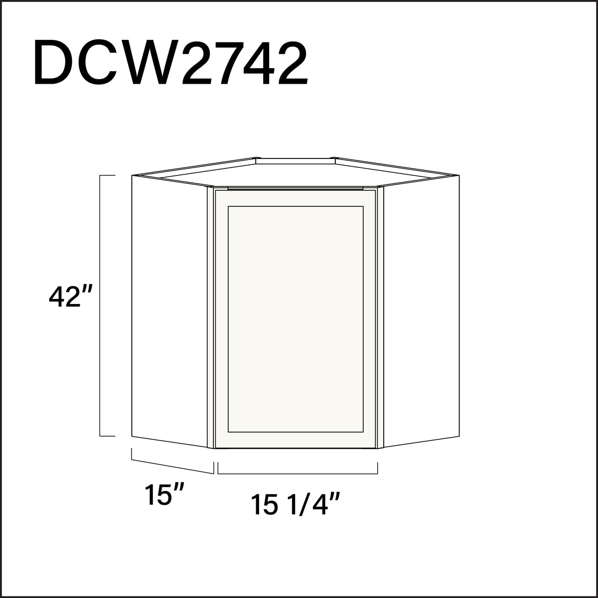 White Slim Shaker Diagonal Wall Corner Cabinet - 27&quot; W x 42&quot; H x 15&quot; D