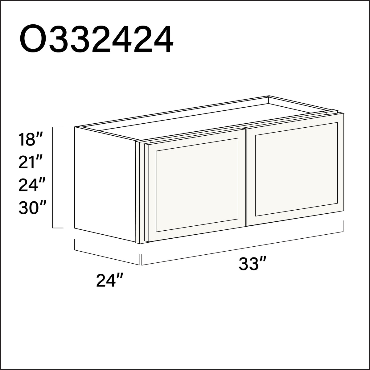 White Slim Shaker Double Door Oven Upper Cabinet - 33&quot; W x 24&quot; H x 24&quot; D