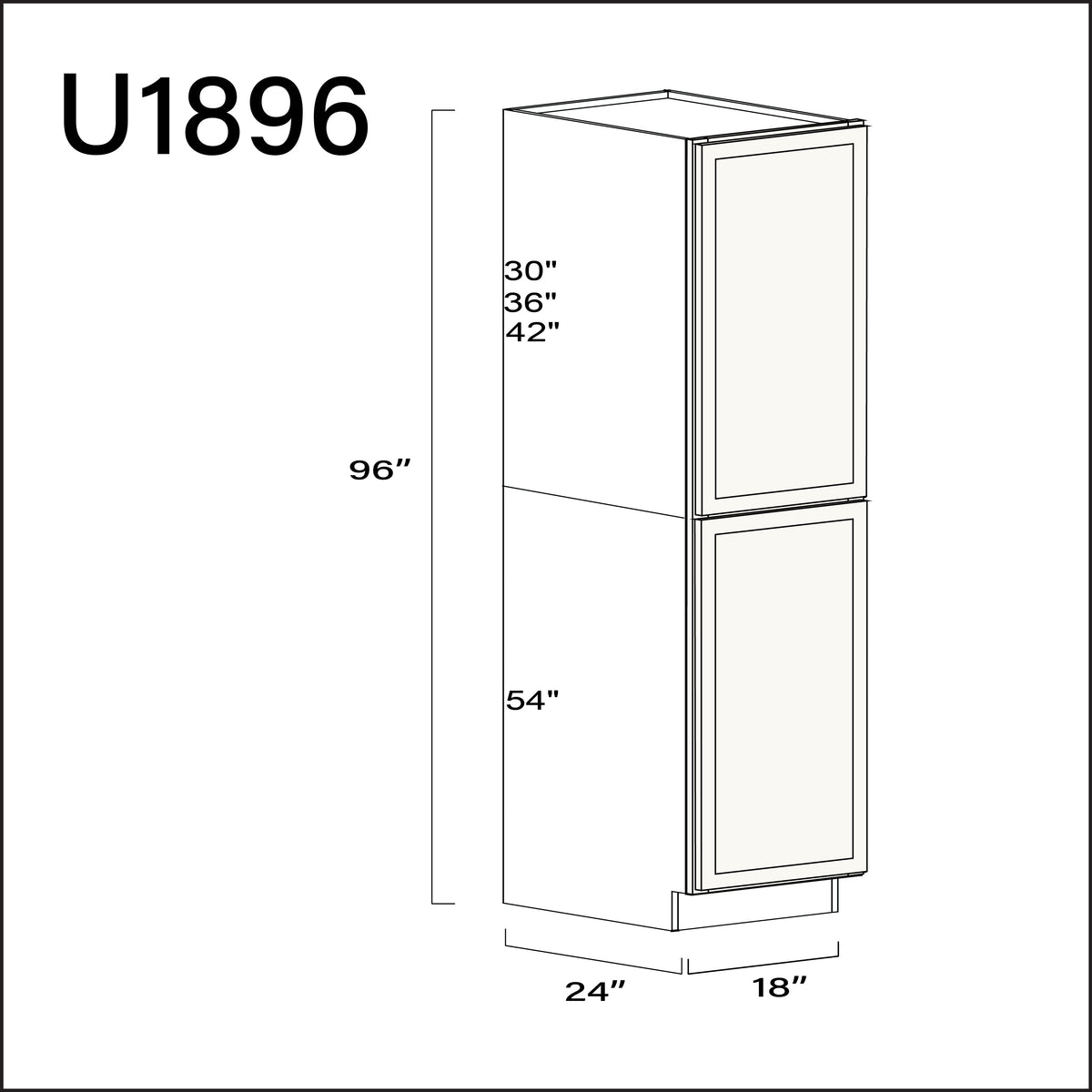 White Slim Shaker Single Door Pantry Cabinet - 18&quot; W x 96&quot; H x 24&quot; D