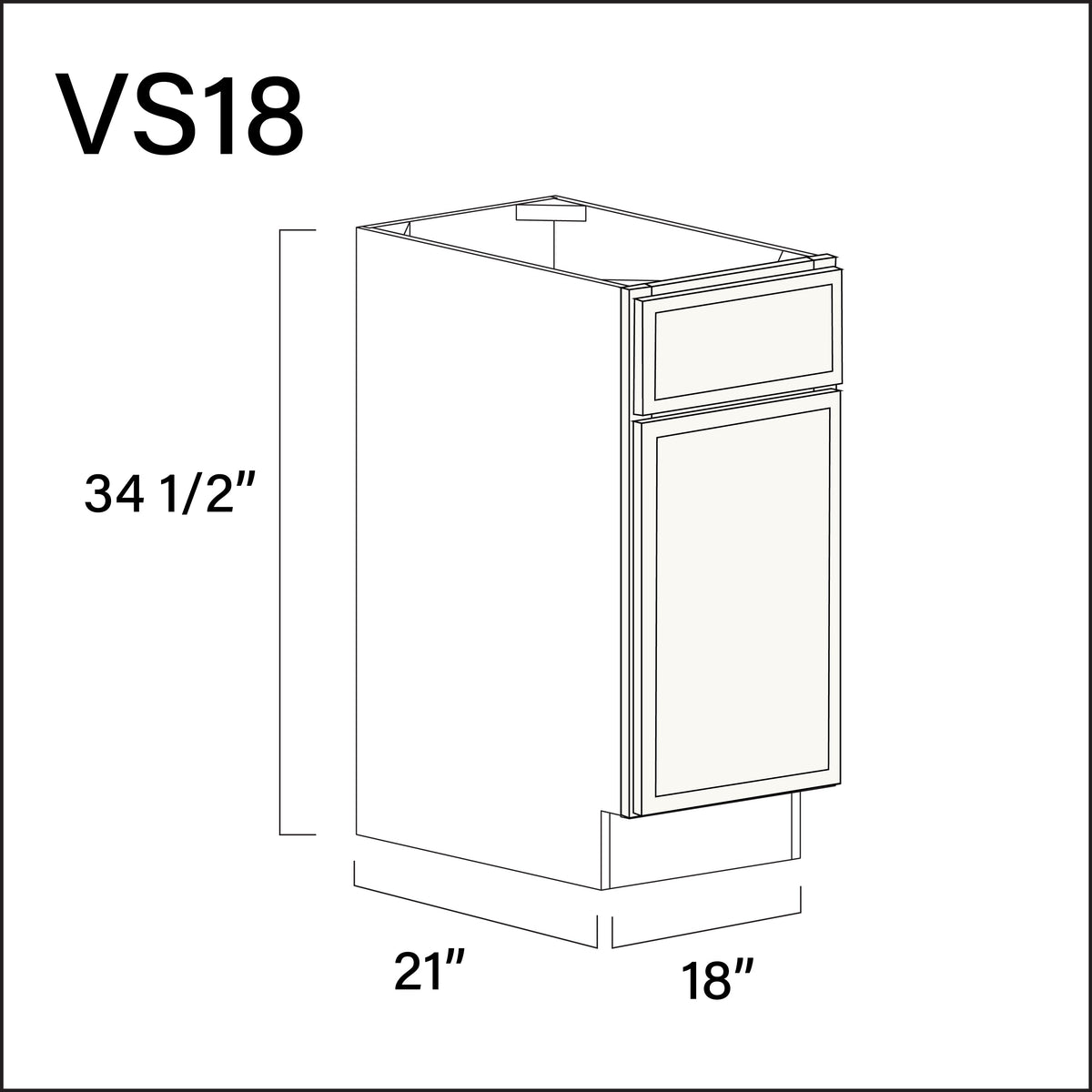 White Slim Shaker Vanity Sink Base Cabinet - 18&quot; W x 34.5&quot; H x 21&quot; D