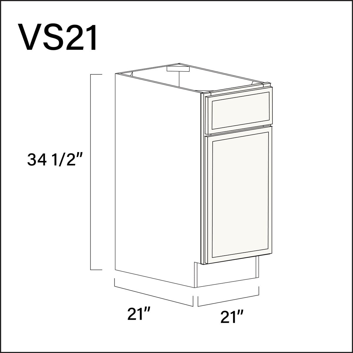 White Slim Shaker Vanity Sink Base Cabinet - 21&quot; W x 34.5&quot; H x 21&quot; D