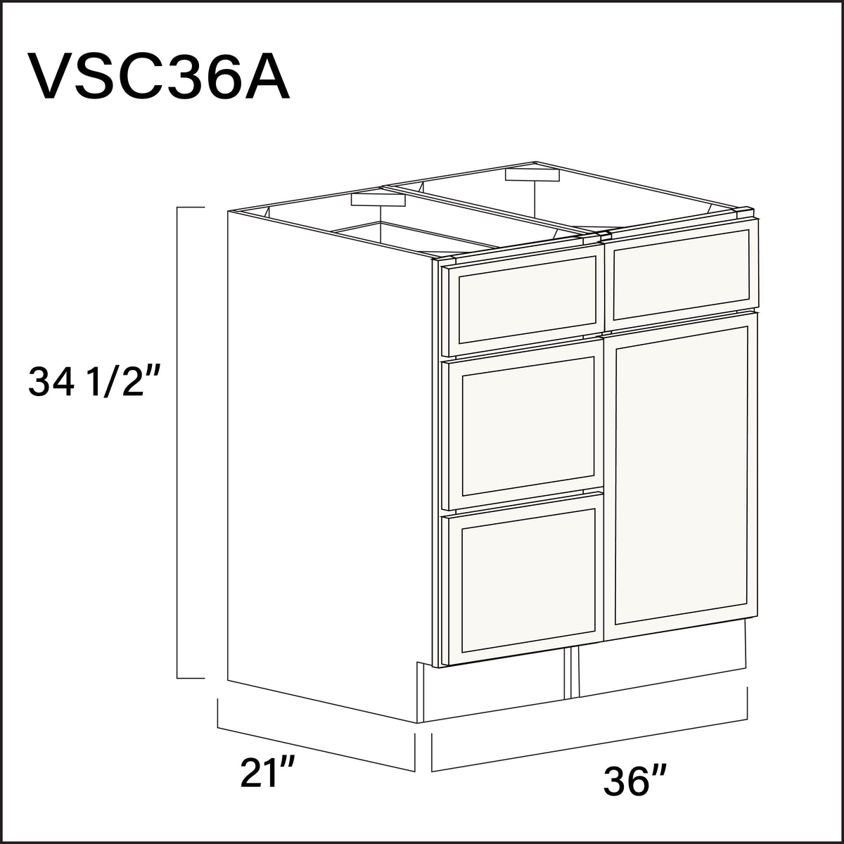 White Slim Shaker Vanity Sink Combo A Cabinets - 36&quot; W x 34.5&quot; H x 21&quot; D