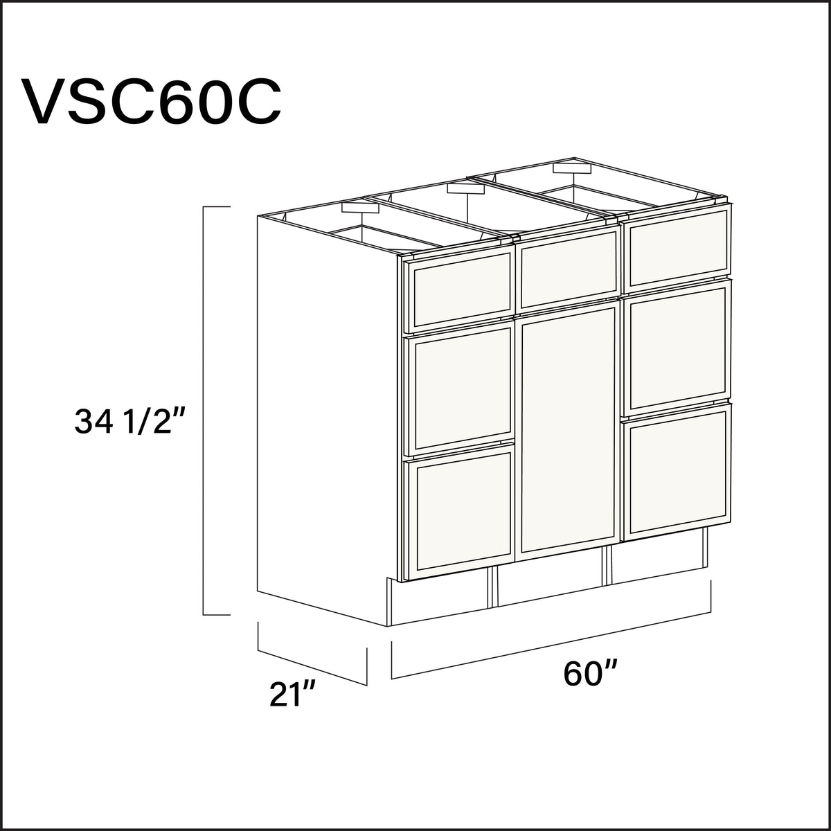White Slim Shaker Vanity Sink Combo C Cabinets - 60&quot; W x 34.5&quot; H x 21&quot; D