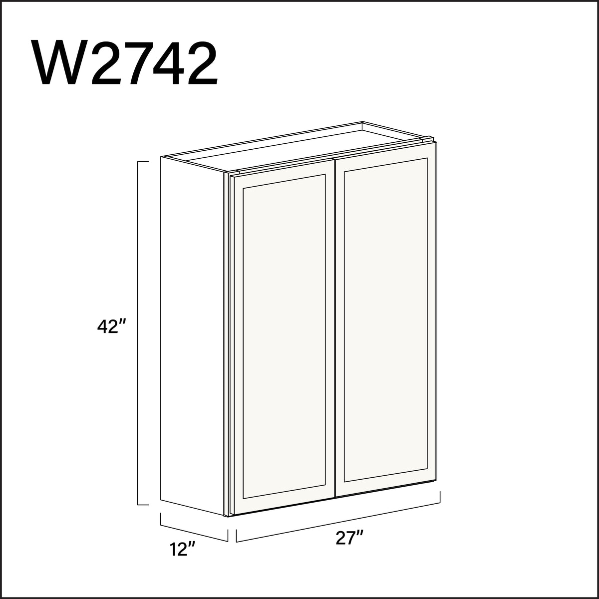 White Slim Shaker Double Door Wall Cabinet - 27&quot; W x 42&quot; H x 12&quot; D
