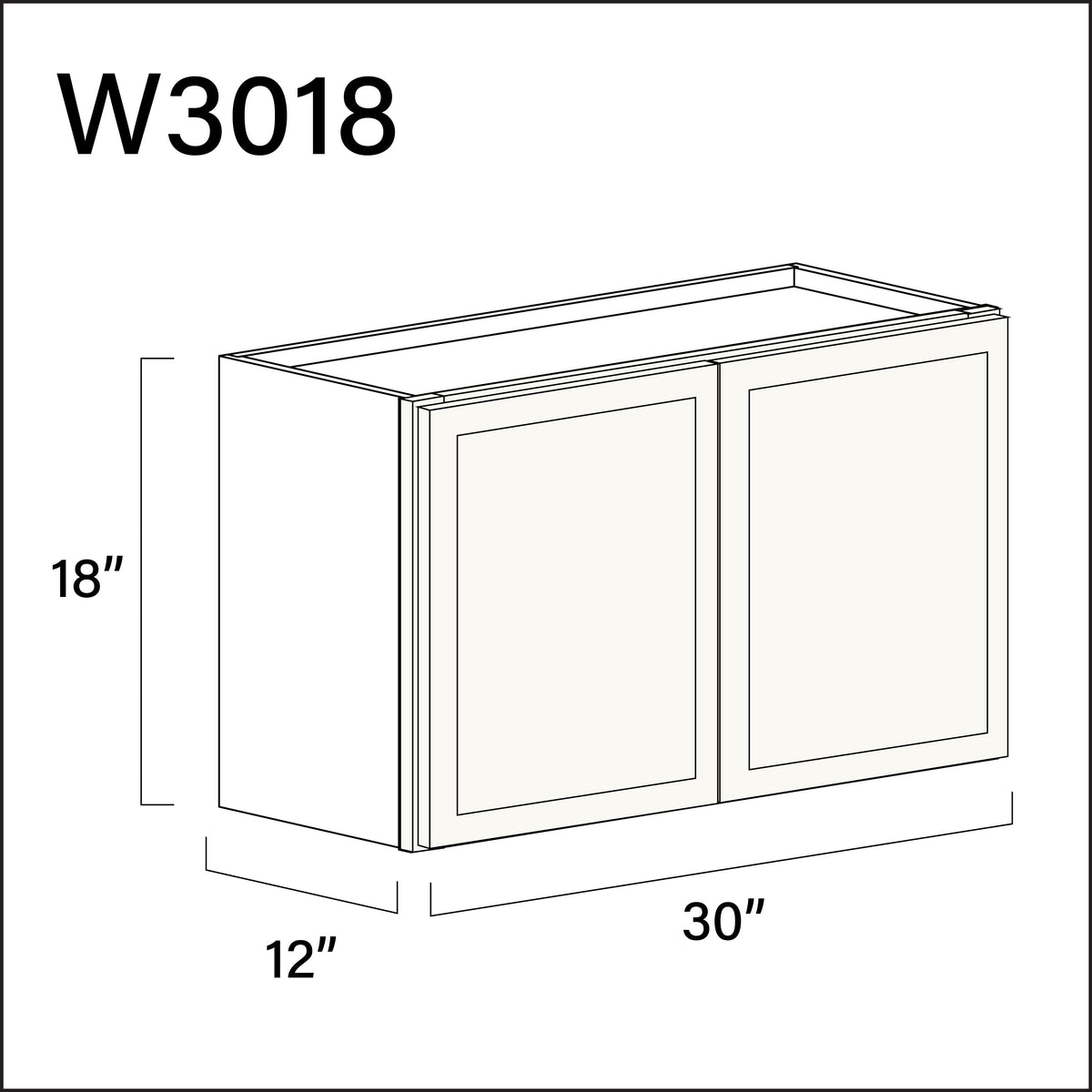 White Slim Shaker Double Door Wall Cabinet - 30&quot; W x 18&quot; H x 12&quot; D