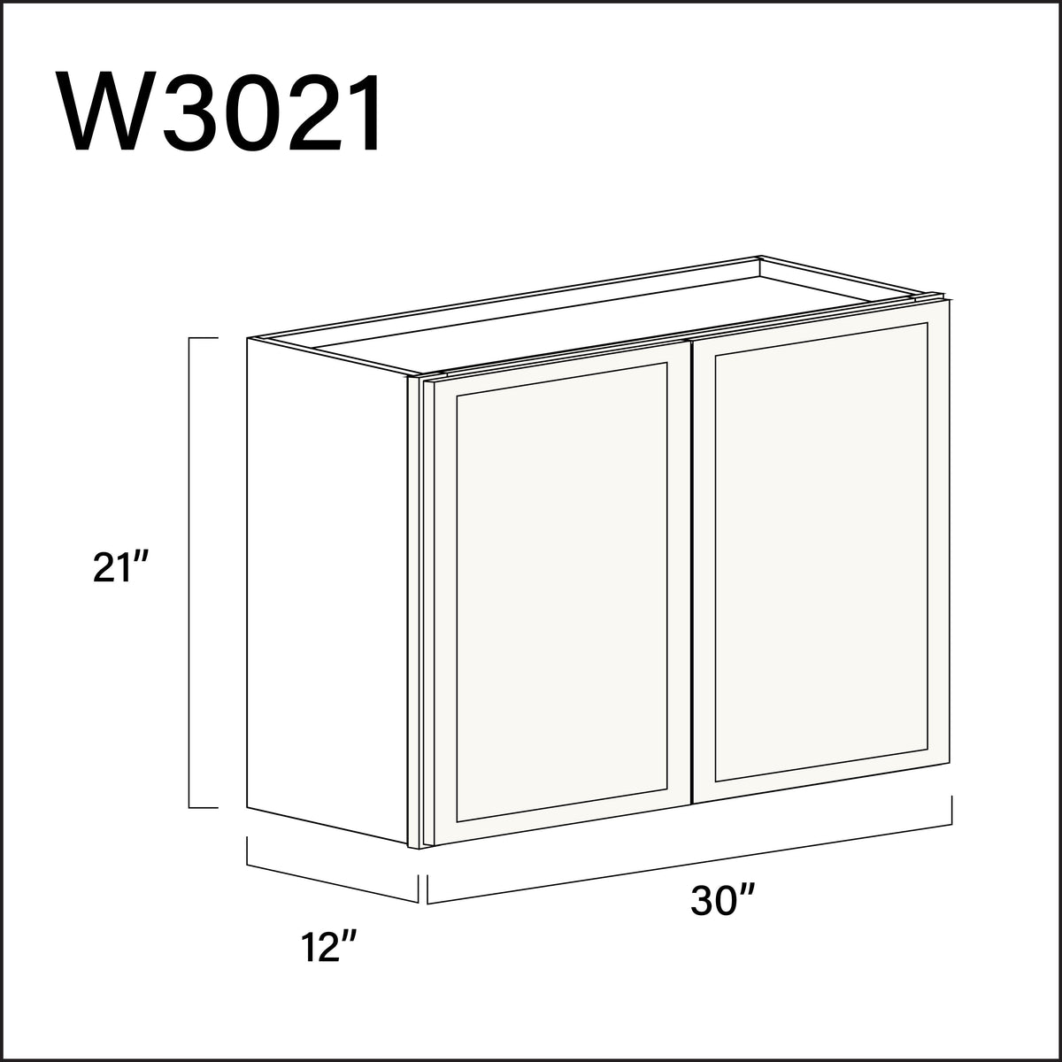 White Slim Shaker Double Door Wall Cabinet - 30&quot; W x 21&quot; H x 12&quot; D