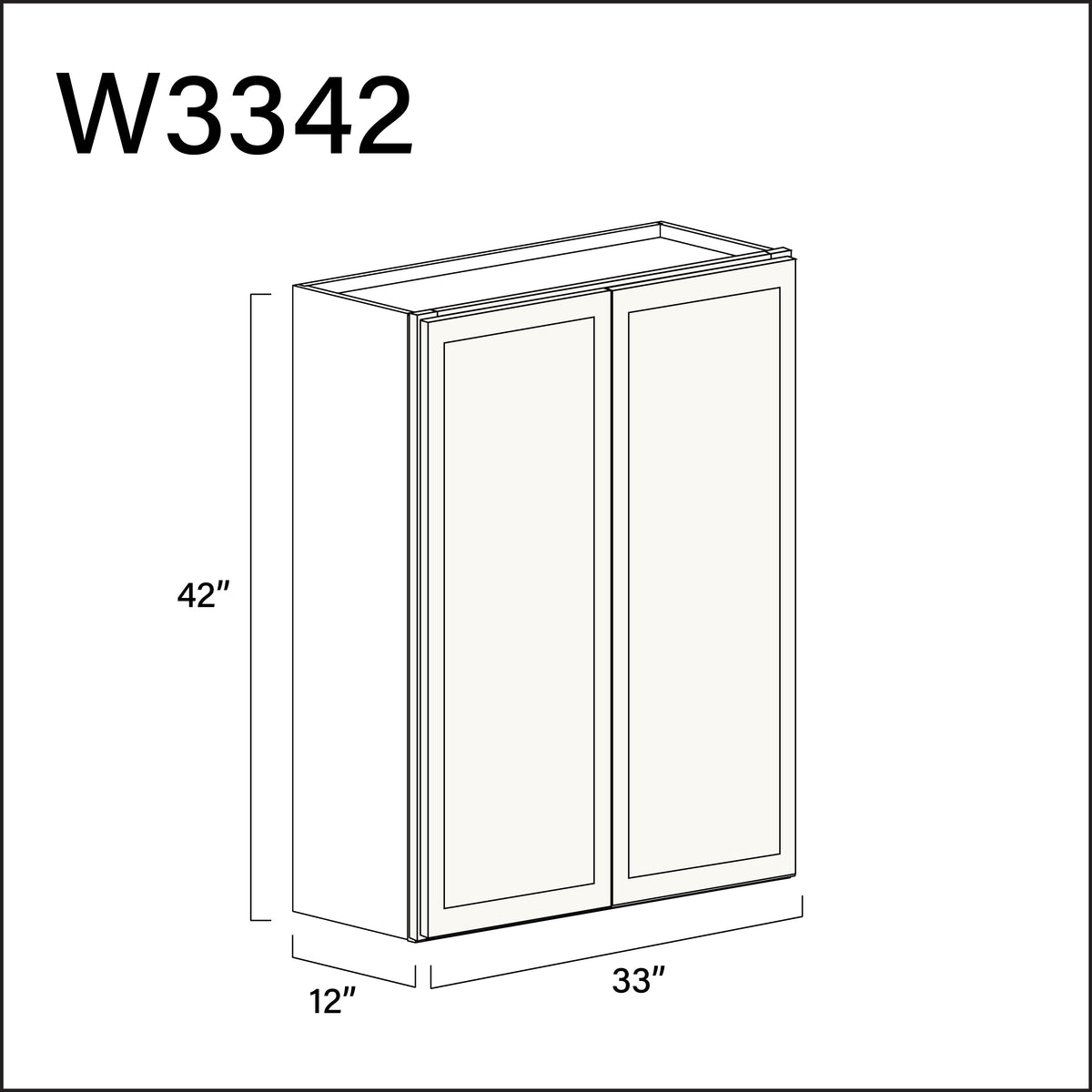 White Slim Shaker Double Door Wall Cabinet - 33&quot; W x 42&quot; H x 12&quot; D