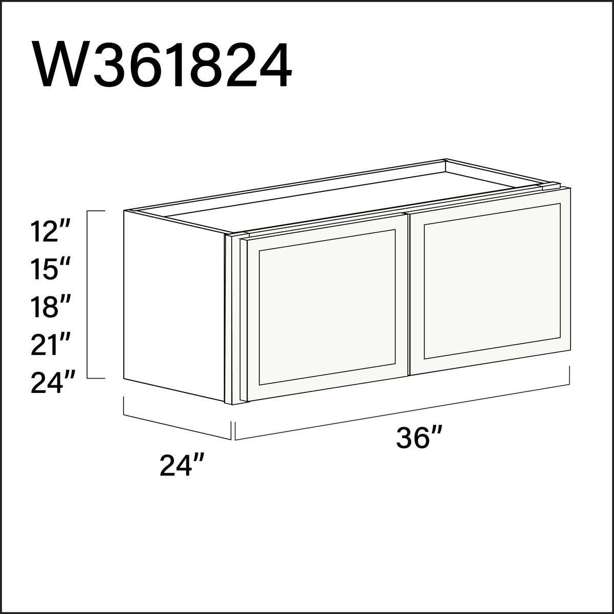 White Slim Shaker Wall Bridge Double Door Cabinet - 36&quot; W x 18&quot; H x 24&quot; D