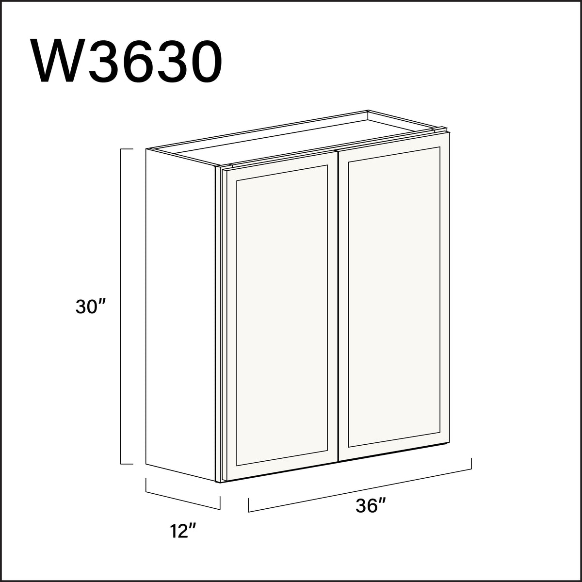 White Slim Shaker Double Door Wall Cabinet - 36&quot; W x 30&quot; H x 12&quot; D