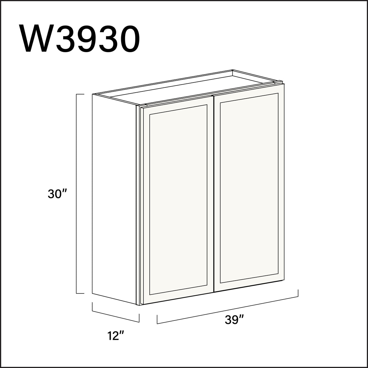 White Slim Shaker Double Door Wall Cabinet - 39&quot; W x 30&quot; H x 12&quot; D