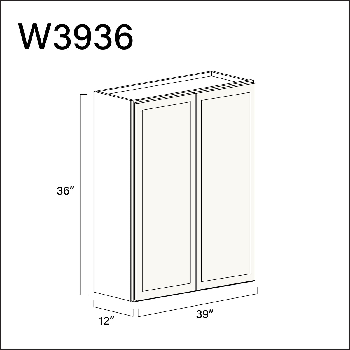 White Slim Shaker Double Door Wall Cabinet - 39&quot; W x 36&quot; H x 12&quot; D