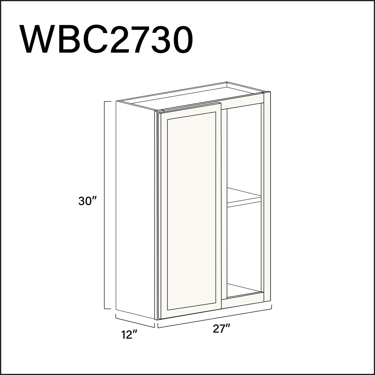 White Slim Shaker Wall Blind Corner Cabinet - 27&quot; W x 30&quot; H x 12&quot; D