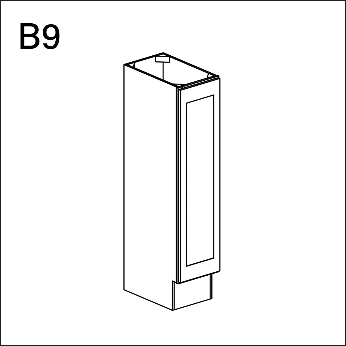 White Shaker Single Door Kitchen Base Cabinet - 9&quot; W x 34.5&quot; H x 24&quot; D