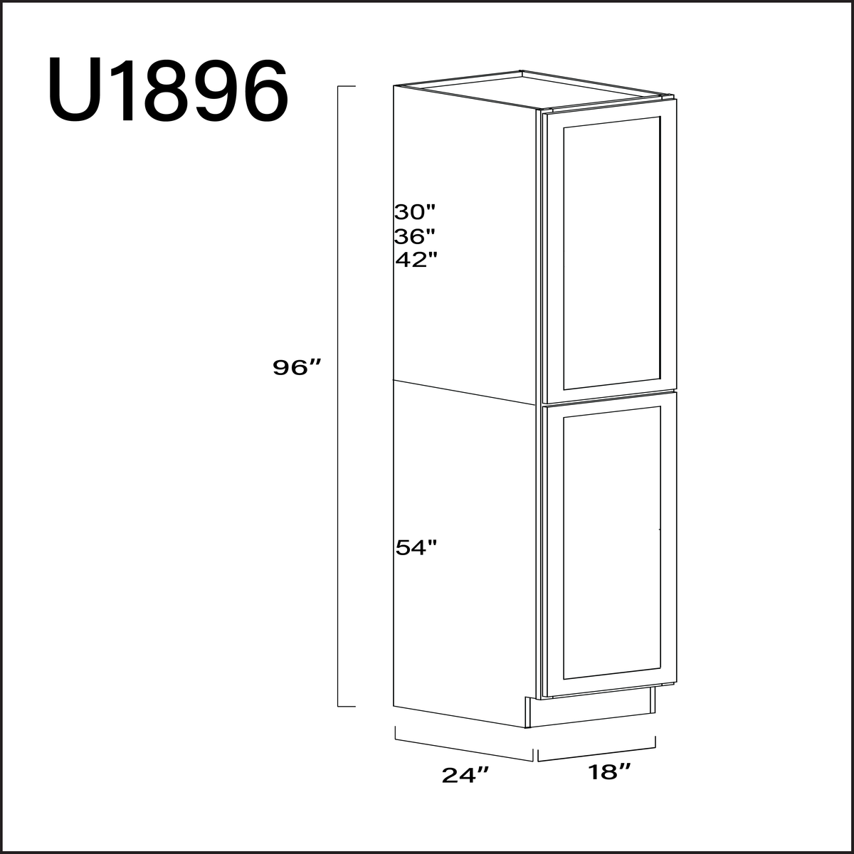 Revival White Antique Single Door Pantry Cabinet - 18&quot; W x 96&quot; H x 24&quot; D