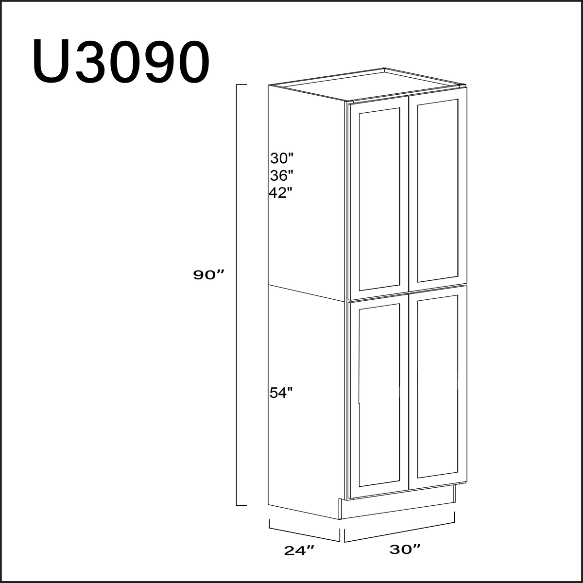 Revival White Antique Double Door Pantry Cabinet - 30&quot; W x 90&quot; H x 24&quot; D