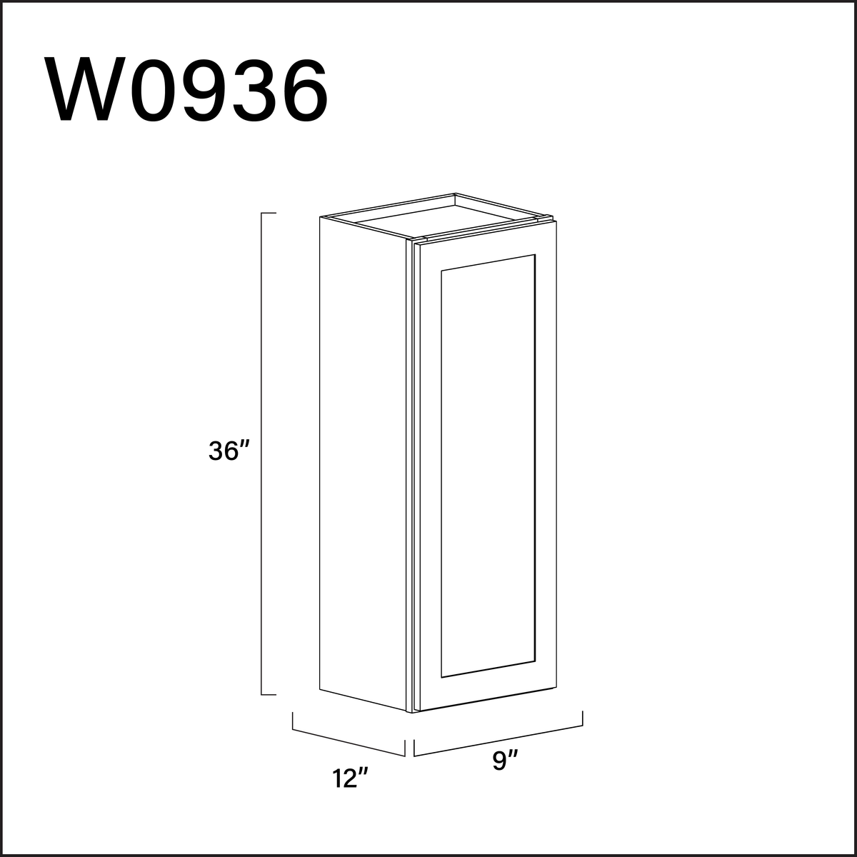 White Shaker Single Door Wall Cabinet - 9&quot; W x 36&quot; H x 12&quot; D