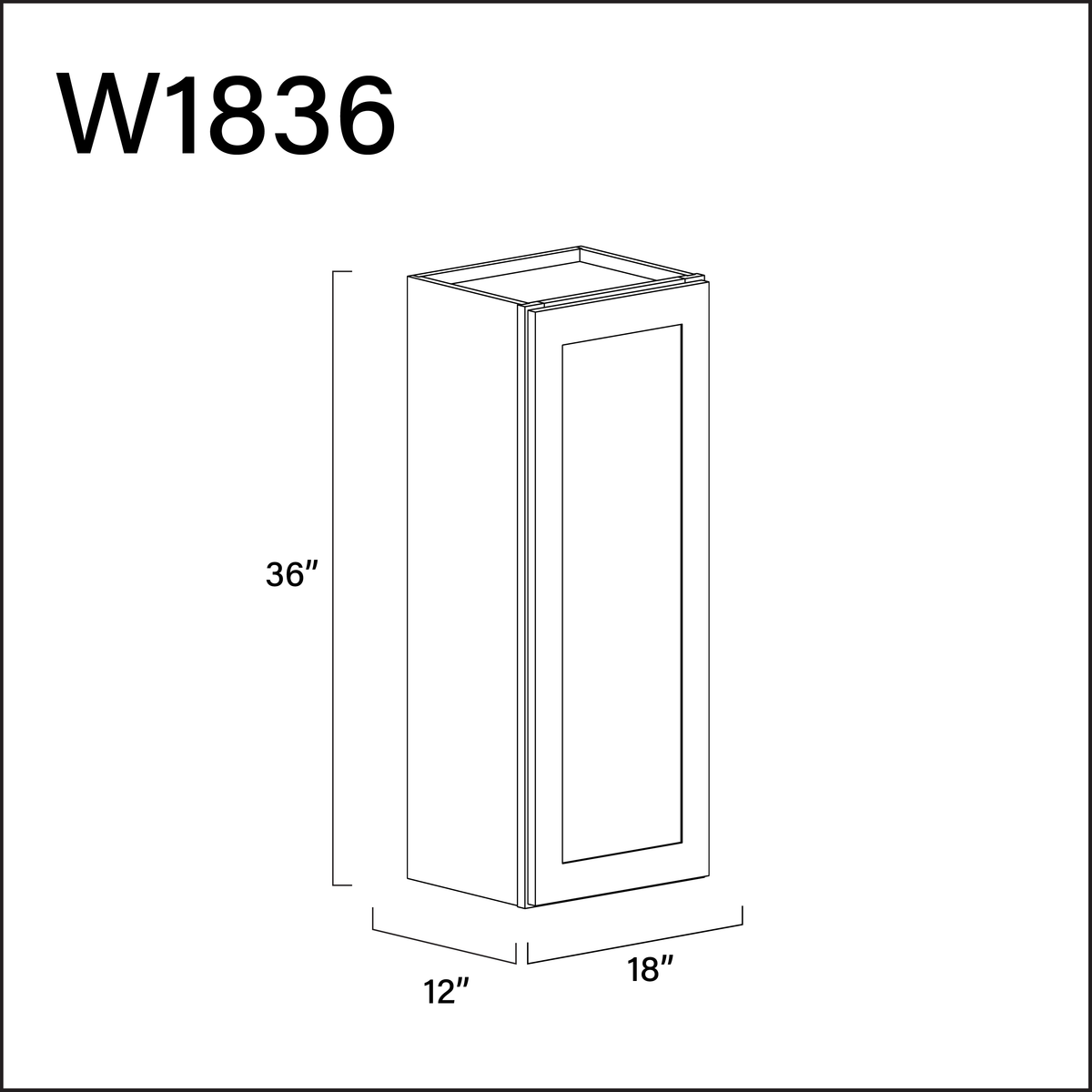 White Shaker Single Door Wall Cabinet - 18&quot; W x 36&quot; H x 12&quot; D