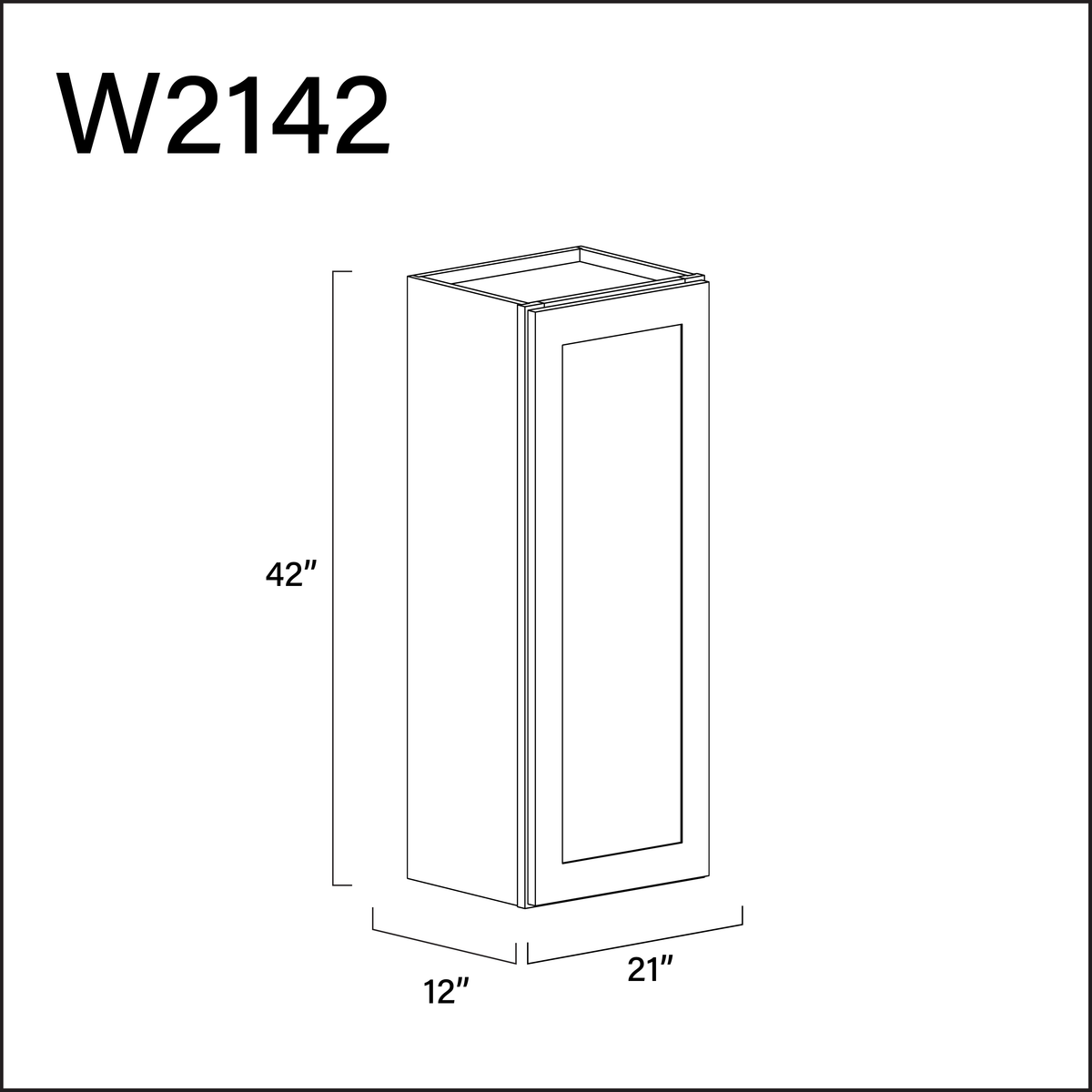 White Shaker Single Door Wall Cabinet - 21&quot; W x 42&quot; H x 12&quot; D