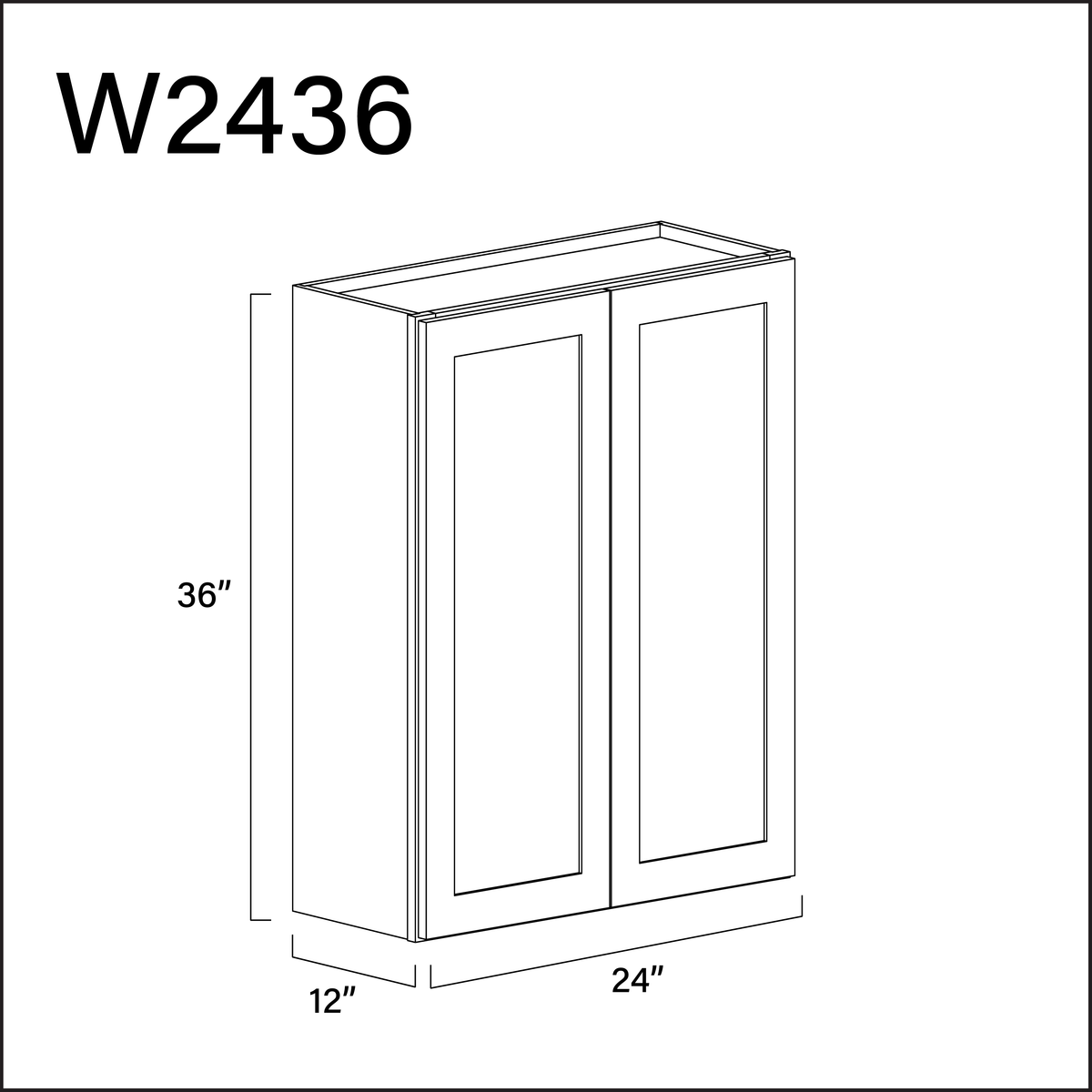 White Shaker Double Door Wall Cabinet - 24&quot; W x 36&quot; H x 12&quot; D