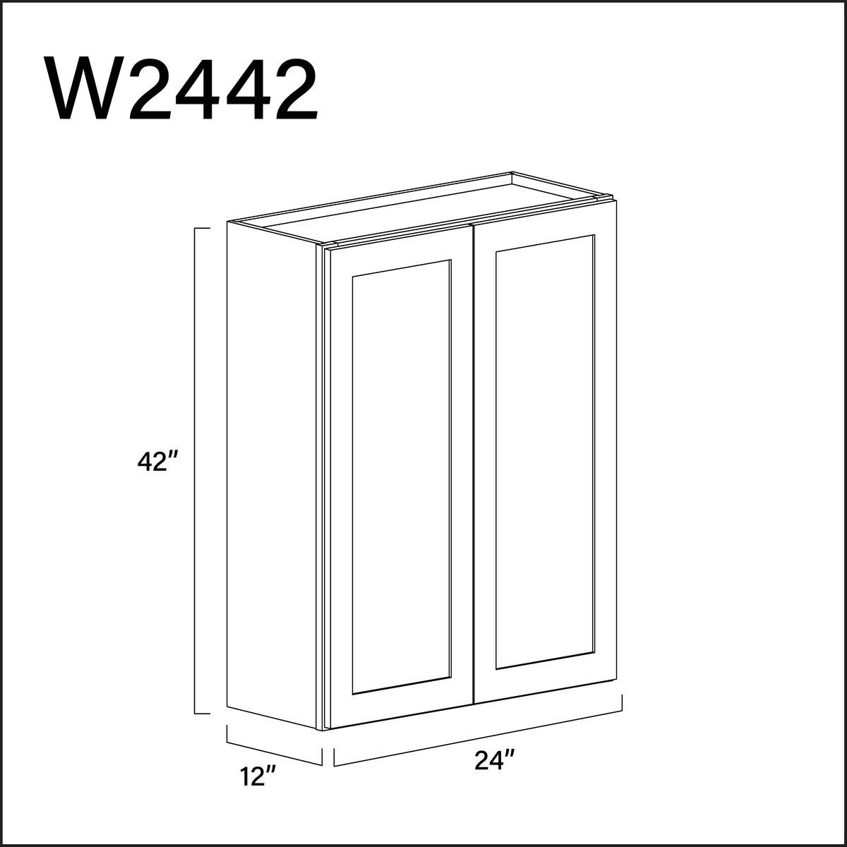 White Shaker Double Door Wall Cabinet - 24&quot; W x 42&quot; H x 12&quot; D