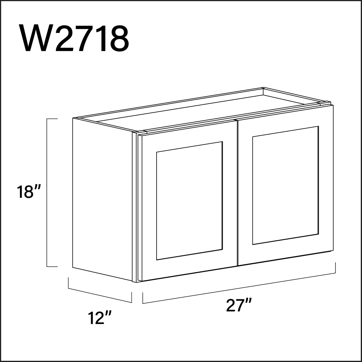 White Shaker Double Door Wall Cabinet - 27&quot; W x 18&quot; H x 12&quot; D