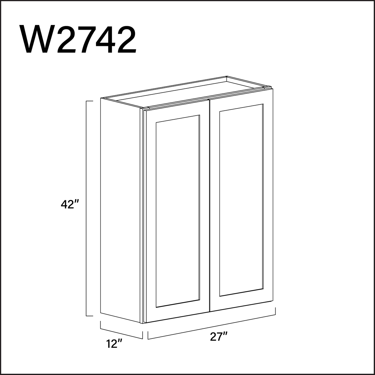 White Shaker Double Door Wall Cabinet - 27&quot; W x 42&quot; H x 12&quot; D