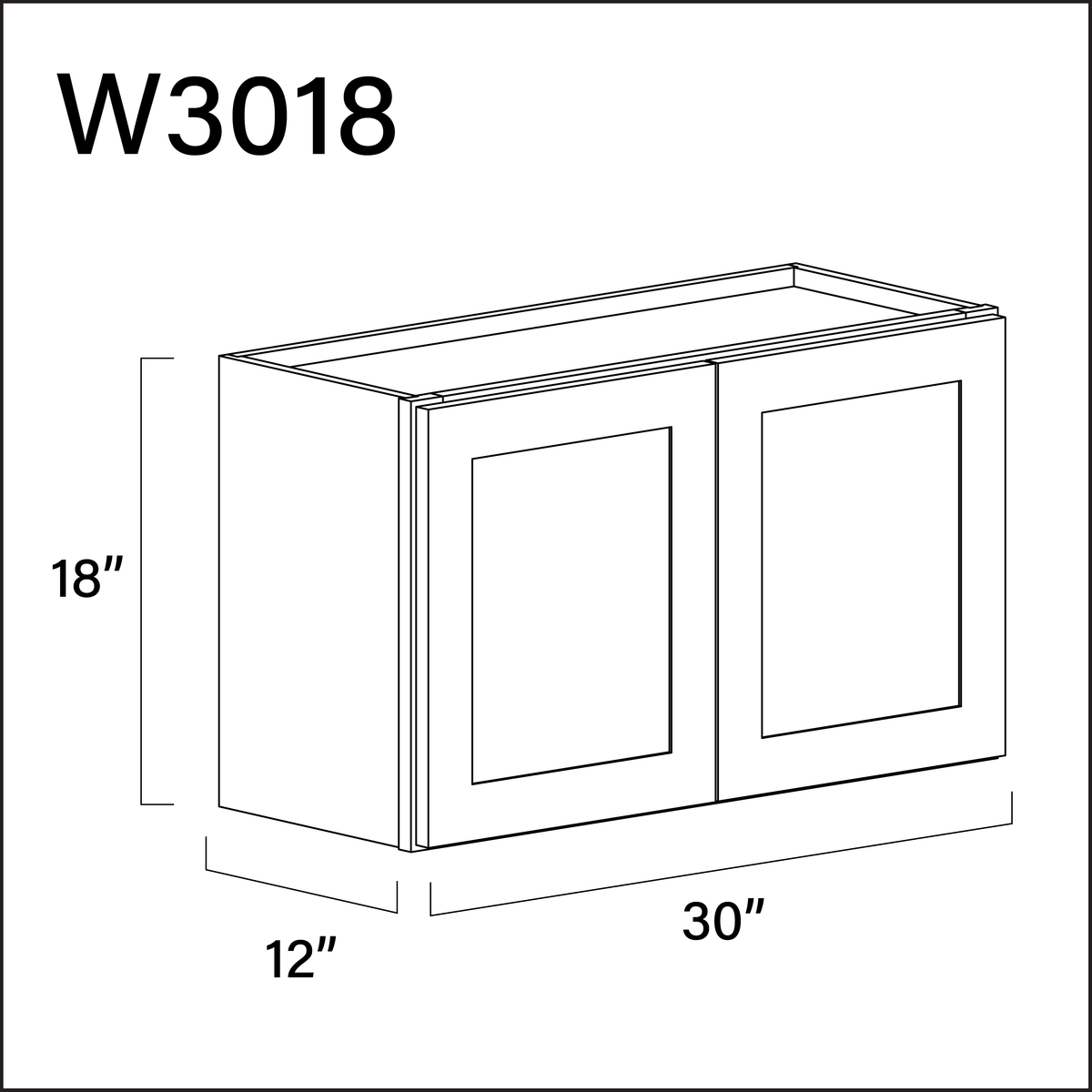 White Shaker Double Door Wall Cabinet - 30&quot; W x 18&quot; H x 12&quot; D