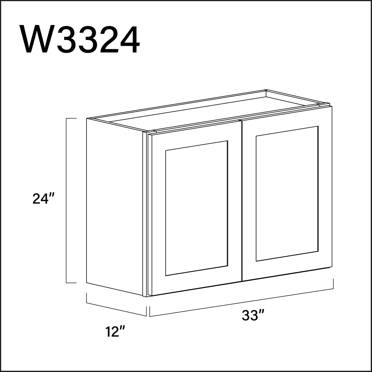 White Shaker Double Door Wall Cabinet - 33&quot; W x 24&quot; H x 12&quot; D