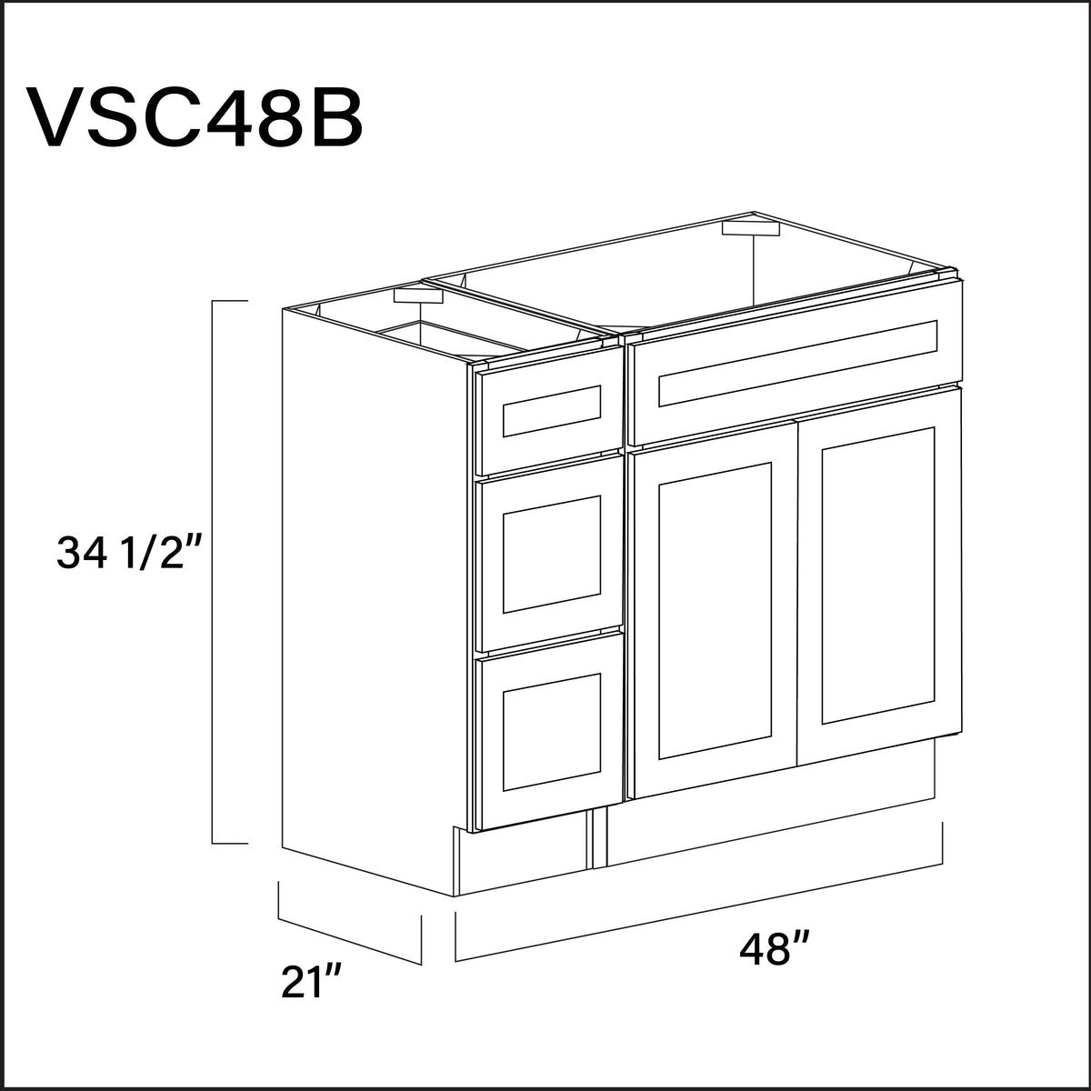 Revival White Antique Vanity Sink Combo B Cabinets - 48&quot; W x 34.5&quot; H x 21&quot; D