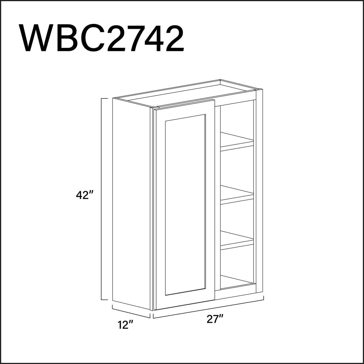 White Shaker Wall Blind Corner Cabinet - 27&quot; W x 42&quot; H x 12&quot; D