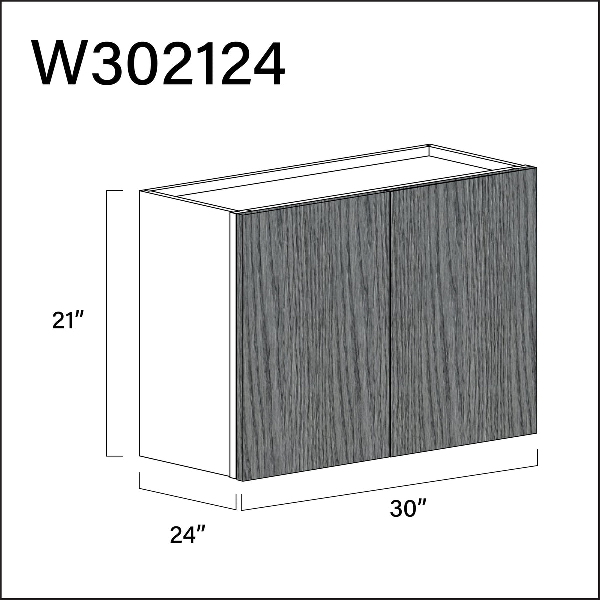 Textured Gray Frameless Wall Bridge Double Door Cabinet - 30&quot; W x 21&quot; H x 24&quot; D