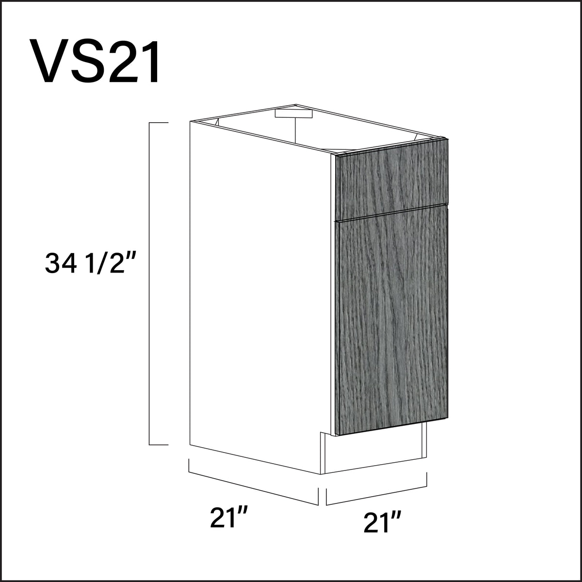 Textured Gray Frameless Vanity Sink Base Cabinet - 21&quot; W x 34.5&quot; H x 21&quot; D