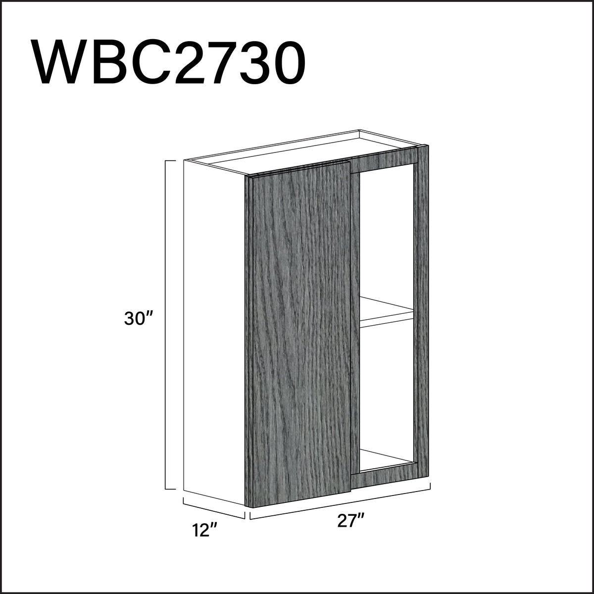 Textured Gray Frameless Wall Blind Corner Cabinet - 27&quot; W x 30&quot; H x 12&quot; D