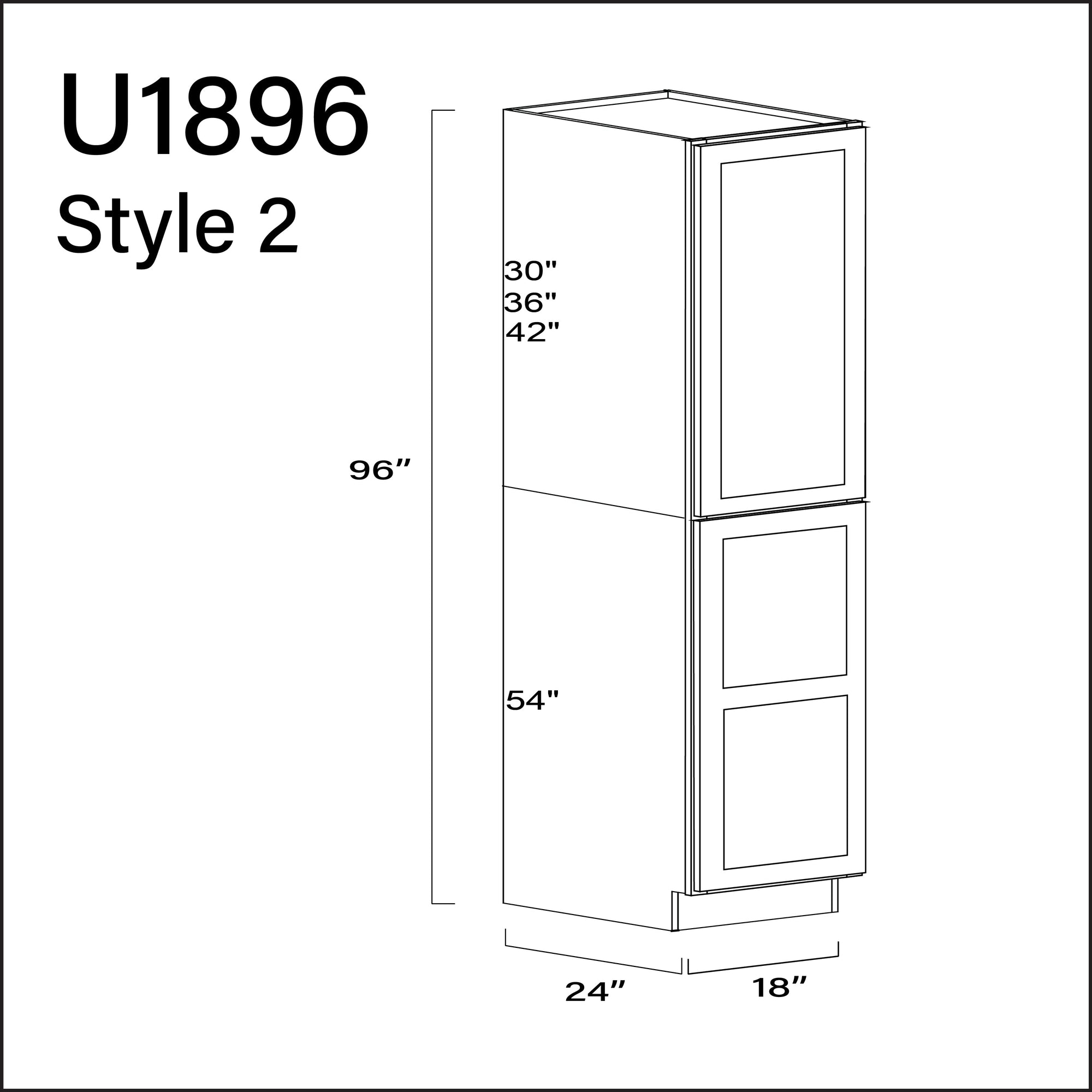 White Shaker Single Door Pantry Cabinet - 18" W x 96" H x 24" D