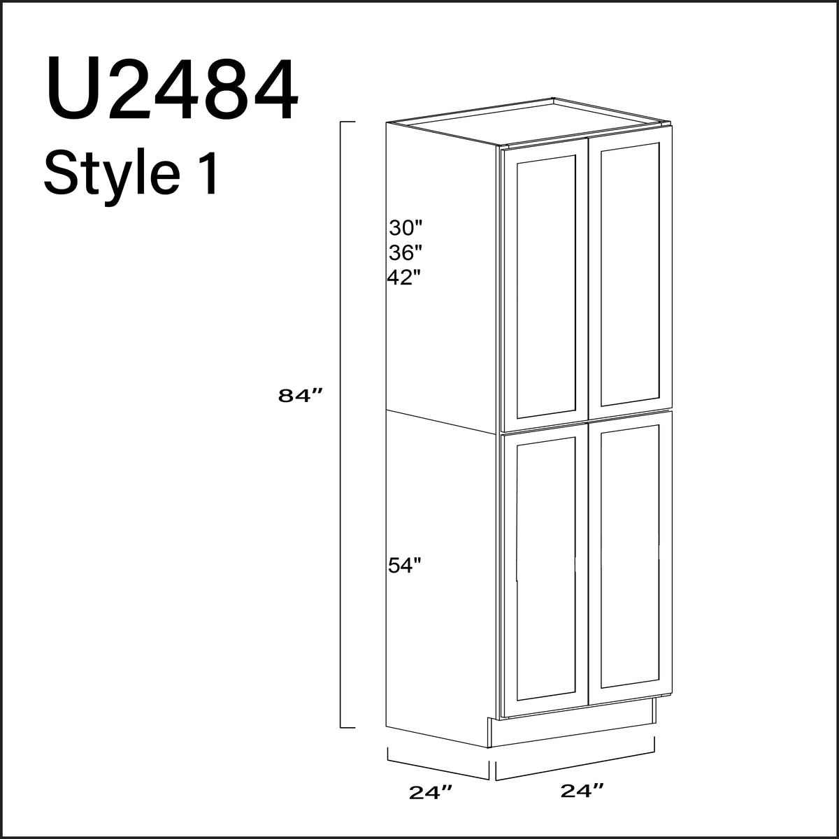 White Shaker Double Door Pantry Cabinet - 24&quot; W x 84&quot; H x 24&quot; D
