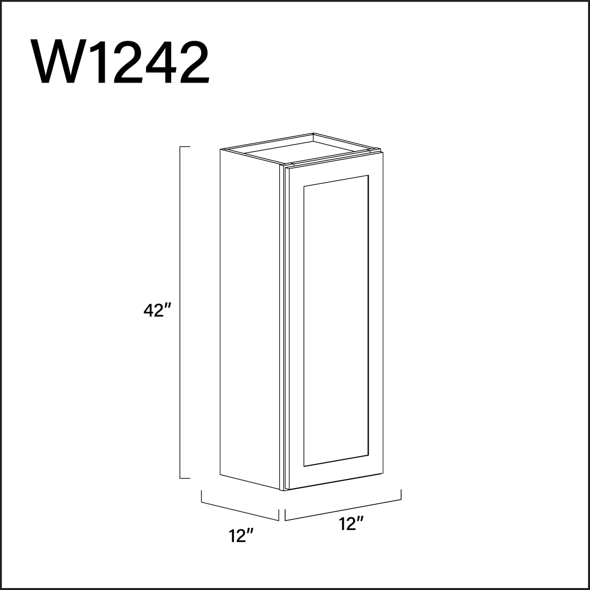 White Shaker Single Door Wall Cabinet - 12&quot; W x 42&quot; H x 12&quot; D